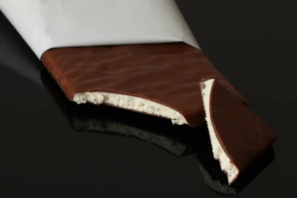 Milk Chocolate Coconut Filling Black Background Milk Chocolate — Stockfoto