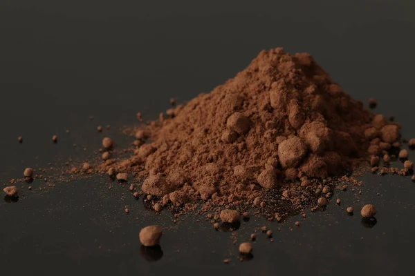 Какао Порошок Черном Фоне Коричневый Какао — стоковое фото