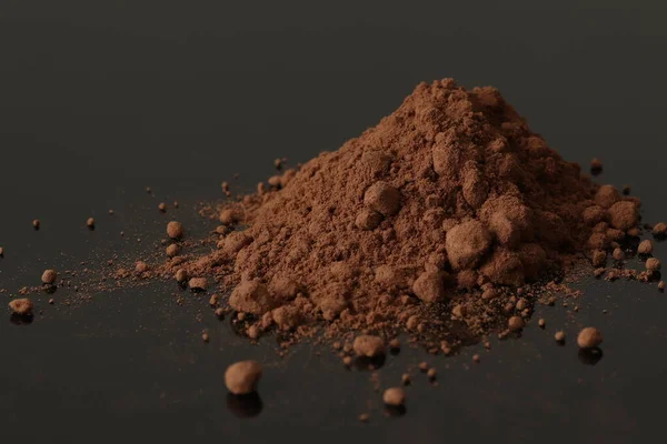 Bubuk Kelapa Pada Latar Belakang Hitam Coklat Coklat Bubuk — Stok Foto