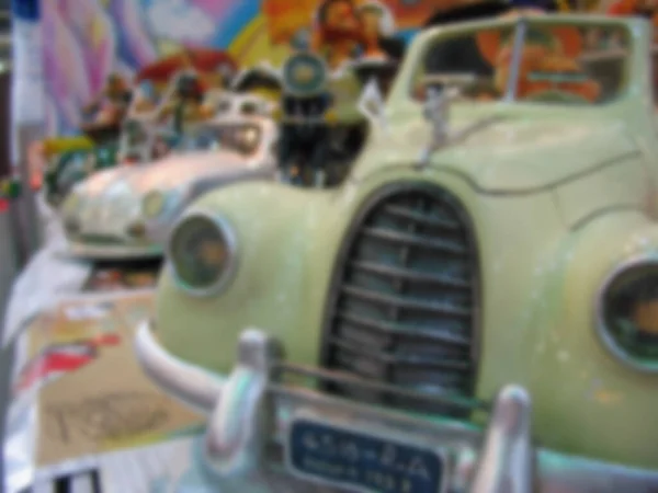 Blurred Photo Decorative Little Cars Exhibition Decorative Items — Stock Photo, Image