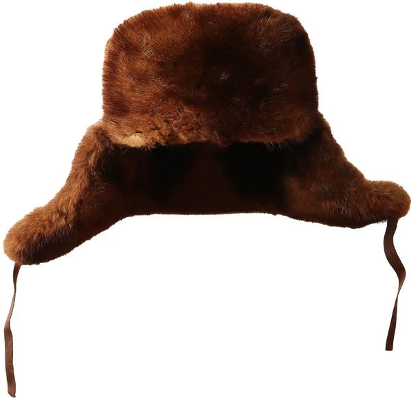 Old Winter Hat Made Natural Mink Fur Isolated — Stock Photo, Image