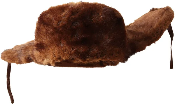 Старая Зимняя Шляпа Натурального Норкового Меха Изолированные — стоковое фото