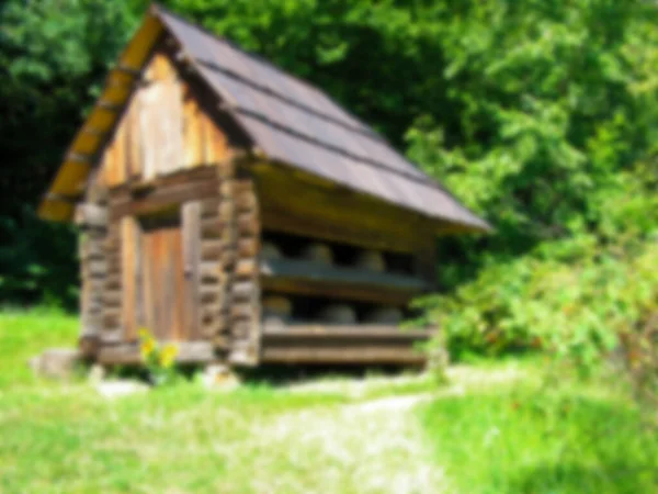 Blurred Photo Old Wooden Houses Museum — Stock Photo, Image