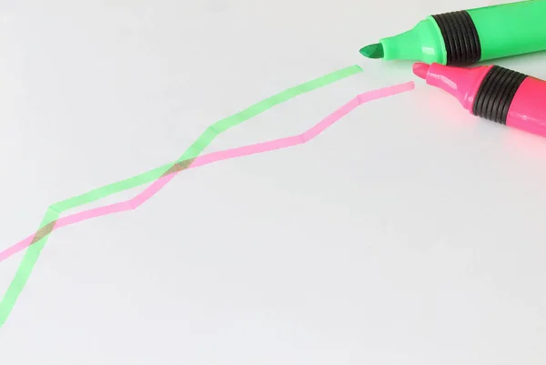 Lines Drawn Multi Colored Markers Light Sheet Paper Multicolored Lines — Stok fotoğraf