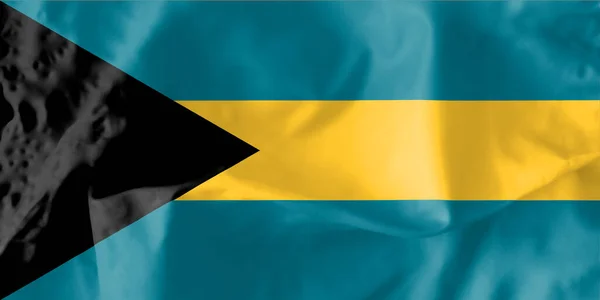 Staatsvlag Van Bahama Zwarte Gelijkzijdige Driehoek Symboliseert Eenheid Vastberadenheid Van — Stockfoto