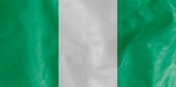 State Flag Nigeria Green Stripes Represent Forests Abundance Nigeria Natural — Stock Photo, Image