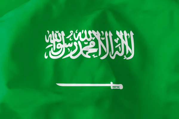 Bandera Arabia Saudita Bandera Arabia Saudita Junto Con Emblema Himno — Foto de Stock