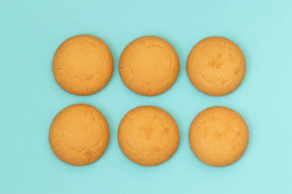 Galletas Sobre Fondo Azul Las Galletas Están Hechas Harina Trigo — Foto de Stock