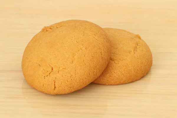 Cookies Com Preenchimento Fundo Leve Bolinhos São Feitos Farinha Trigo — Fotografia de Stock