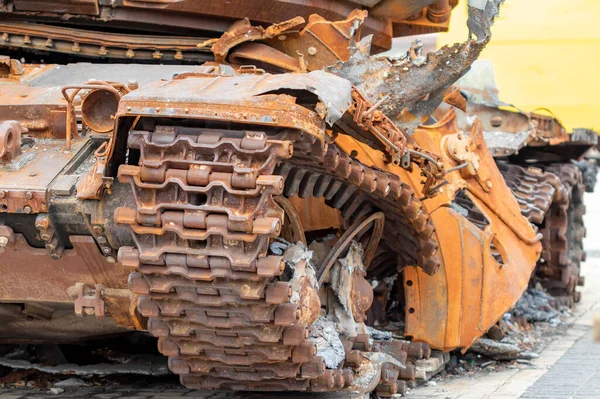 Destroyed Russian Equipment Now Scrap Metal Battle Russian Military Equipment — Stockfoto