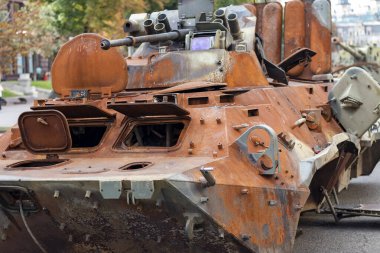 Destroyed russian equipment is now scrap metal. During the battle, russian military equipment was destroyed by the Ukrainian army.