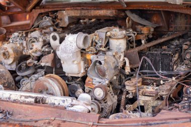 Destroyed russian equipment is now scrap metal. During the battle, russian military equipment was destroyed by the Ukrainian army.