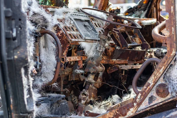 Destroyed russian equipment is now scrap metal. During the battle, russian military equipment was destroyed by the Ukrainian army.