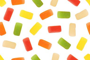 Seamless pattern of jelly colorful candies. Decorative background of marmalade candies.