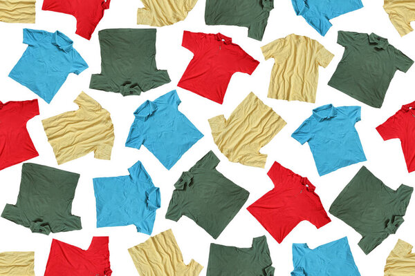 Seamless pattern from clothes. Decorative background from clothes.