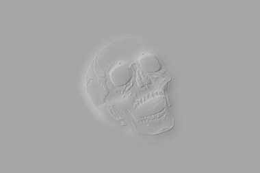 Gray embossed human skull.