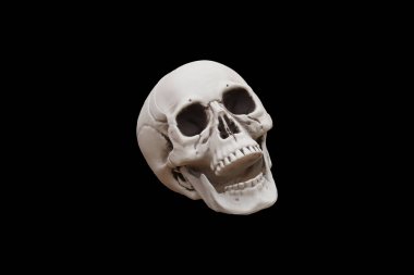 Siyah arka planda insan kafatası.