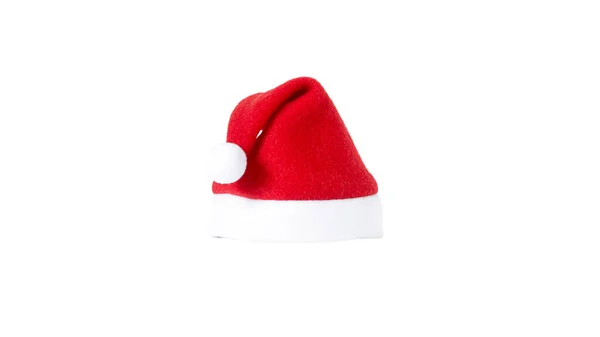 Red Santa Claus Klobouk Izolované Bílém Hřbetě — Stock fotografie
