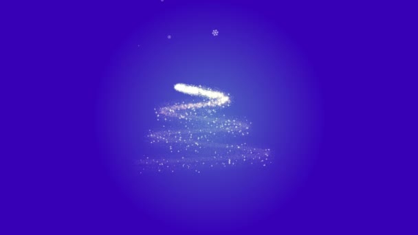 4k圣诞树动画，蓝底有光和粒子 — 图库视频影像