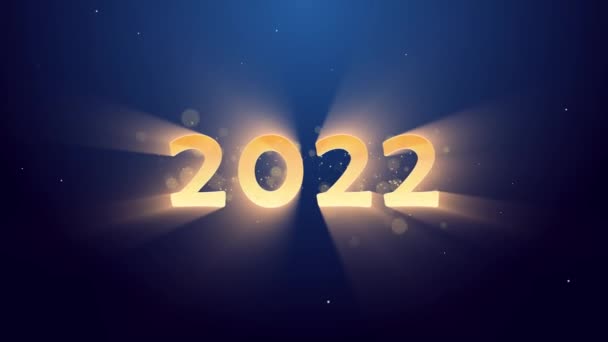 Animatie van de verschijning van de gouden inscriptie 2022 en verdwijning. concept nieuw jaar — Stockvideo