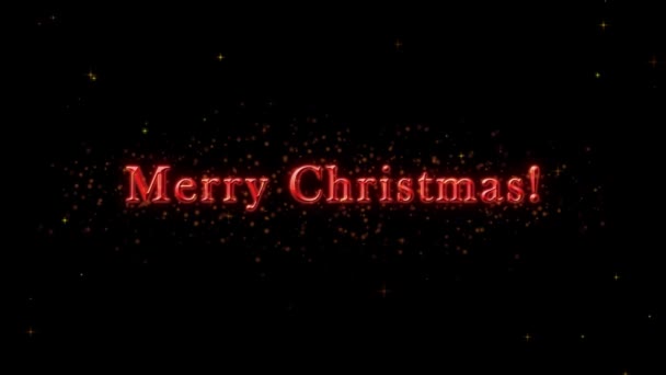 Iscrizione rossa Merry Christmas su uno sfondo astratto di particelle arancioni — Video Stock