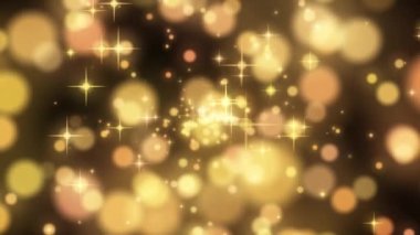 Parlak altın parçacıkları ve yıldızlarla soyut hareket arkaplanı