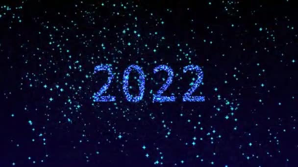 Muchos fuegos artificiales diferentes y la inscripción 2022. concepto de año nuevo — Vídeos de Stock