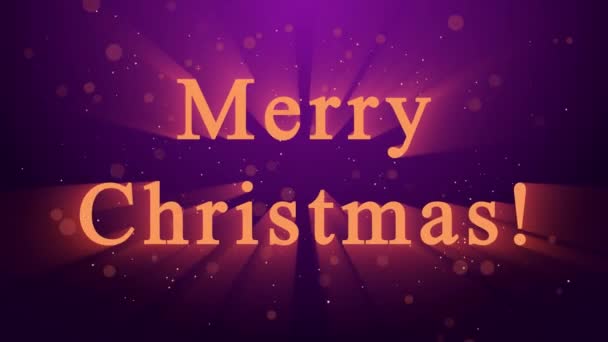 Animación de la aparición del texto naranja Feliz Navidad sobre fondo púrpura — Vídeo de stock