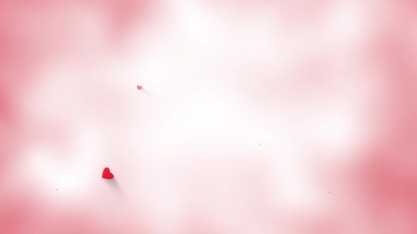 Valentines Day animation. pink background with shimmering red hearts — Stock Video