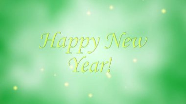 Sarı metin Yıldızlı yeşil arka planda Mutlu Yıllar