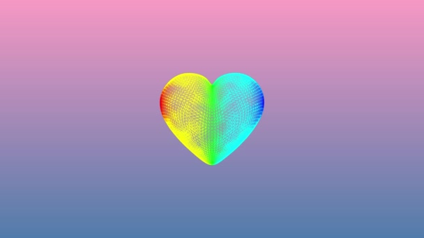 LGBT rainbow heart. heart crumbles into small particles — Vídeo de stock