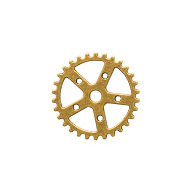 Beyaz arkaplanda izole edilmiş küçük güzel altın mekanik teçhizat