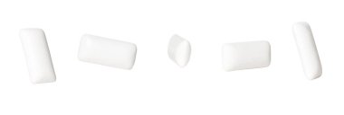 beyaz arkaplanda izole edilmiş beyaz sakız seti