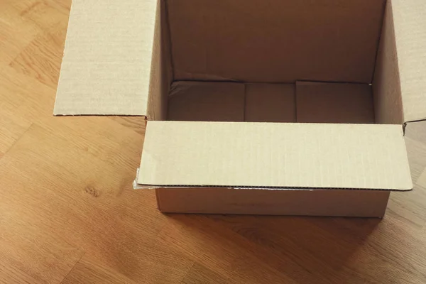 Empty Open Cardboard Box Close — Stock Photo, Image