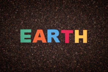 The word Earth on a cork board. Close up.