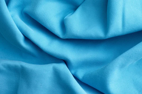 Light Blue Crumpled Fabric Texture Background Close — Fotografia de Stock