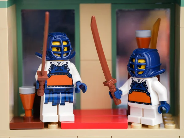 Tambov Russian Federation January 2022 Two Lego Minifigures Practicing Martial — 图库照片