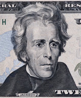 20 dolarlık banknotta Andrew Jackson. Kapat..
