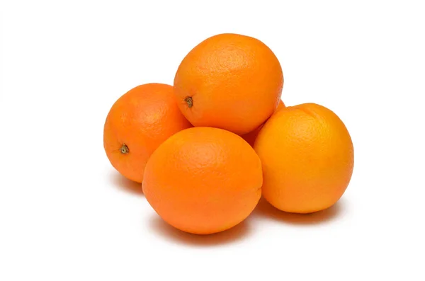 Group Objects Whole Fresh Oranges Isolated White Background — Stock Photo, Image