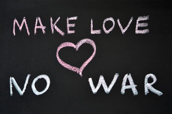 Inscription Chalk Black Board Make Love War — Stock Photo, Image