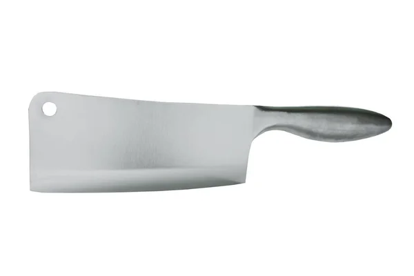 新的切肉钢刀用白色背景隔开 后续行动 — 图库照片