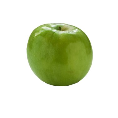 Simirenko çeşitliliğinin yeşil elması beyaz arka planda izole edilmiştir. Yakın plan.