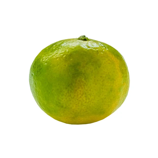 Närbild Den Gulgröna Mandarin Isolerad Vit Bakgrund Sidovy — Stockfoto