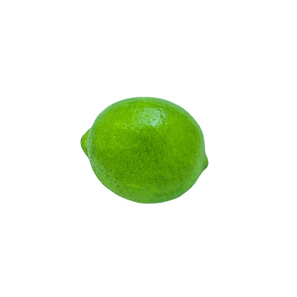 Beyaz Arka Planda Izole Edilmiş Yeşil Limonlu Meyvenin Yakın Çekimi — Stok fotoğraf
