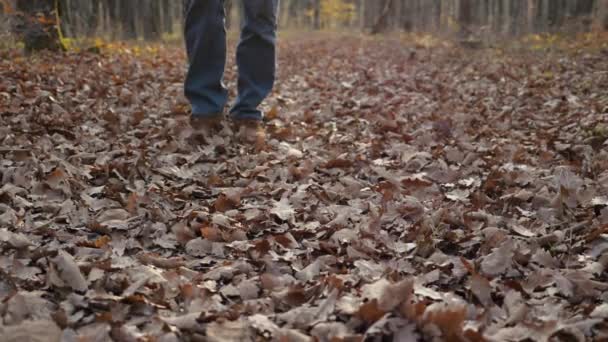 Des Images Ralenti Montrant Les Pieds Des Hommes Marchant Sur — Video