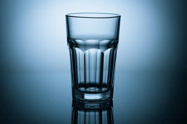 Clear Empty Highball Glass Blue Light Beautiful Reflection Close — Stock Photo, Image