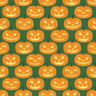 Cadılar Bayramı Balkabakları Kusursuz Desen. Düz Vektör İllüstrasyonu.