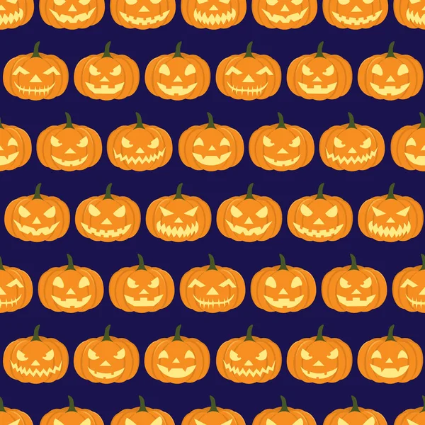 Patrón sin costuras con Halloween Jack-o-Lanterns. Ilustración plana. — Archivo Imágenes Vectoriales