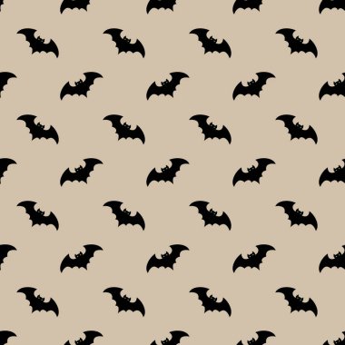 Korkunç Yarasalarla Cadılar Bayramı Şablonu. Düz Vektör İllüstrasyonu.