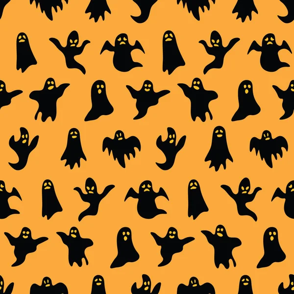 Espantosos fantasmas Fondo para Halloween. Patrón sin costura vectorial. — Archivo Imágenes Vectoriales